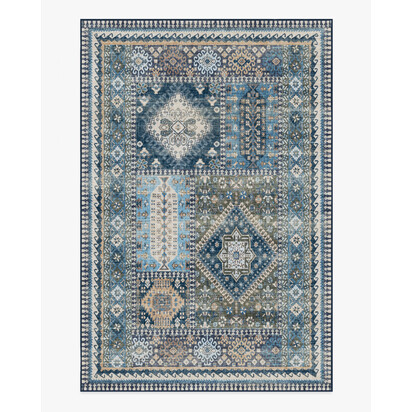 Rumi Blue Flatwoven Rug - 185 x 275 cm - Rug + Cushioned Pad System