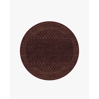 Fernanda Burgundy Flatwoven Rug - 185 Round cm - Rug + Pad System