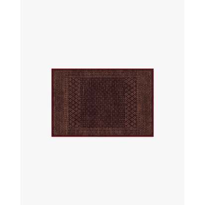 Fernanda Burgundy Flatwoven Rug - 60 x 90 cm - Rug + Cushioned Pad System
