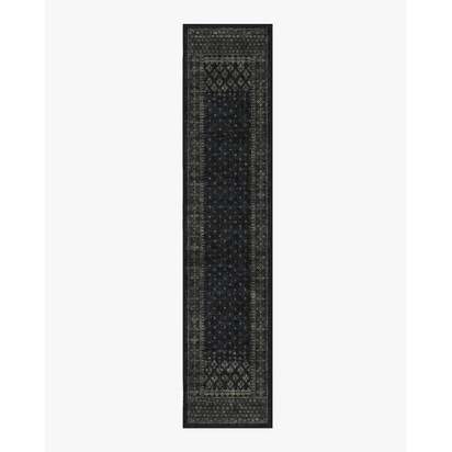 Fernanda Black Flatwoven Rug - 75 x 365 cm - Rug + Pad System