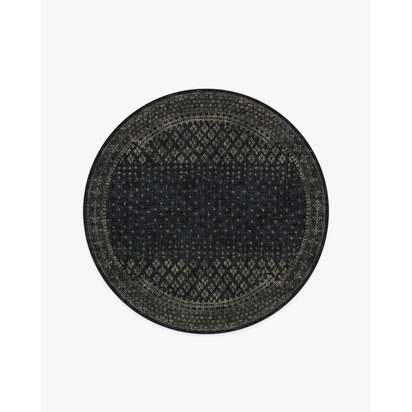 Fernanda Black Flatwoven Rug - 185 Round cm - Rug + Pad System