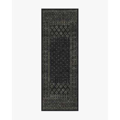 Fernanda Black Flatwoven Rug - 75 x 215 cm - Rug + Cushioned Pad System