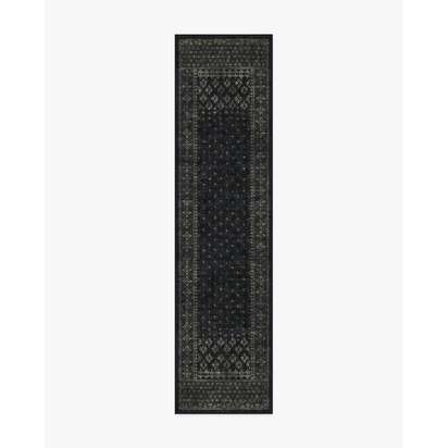 Fernanda Black Flatwoven Rug - 75 x 305 cm - Rug + Cushioned Pad System