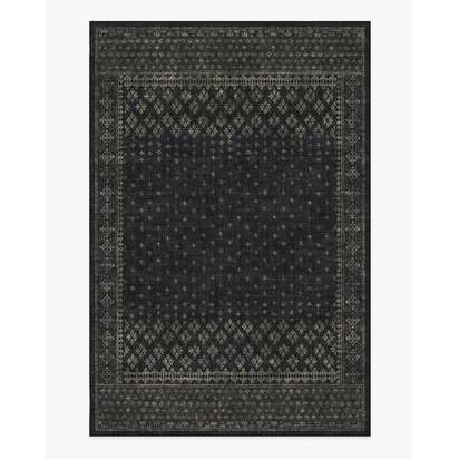 Fernanda Black Flatwoven Rug - 185 x 275 cm - Rug + Cushioned Pad System