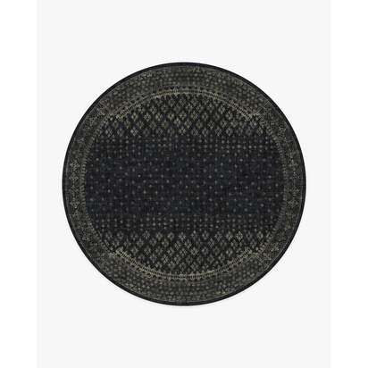 Fernanda Black Flatwoven Rug - 185 Round cm - Rug + Cushioned Pad System