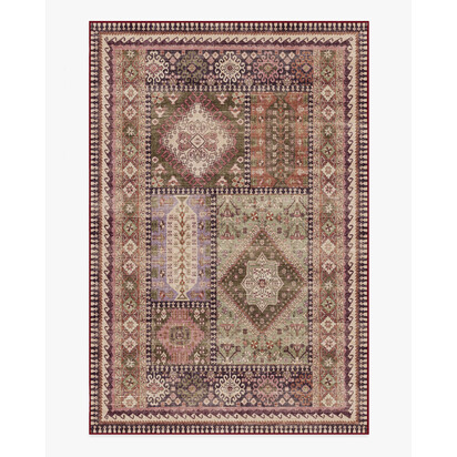 Rumi Mauve & Olive Flatwoven Rug - 185 x 275 cm - Rug + Cushioned Pad System