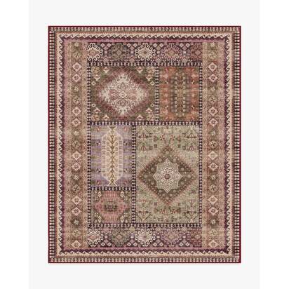 Rumi Mauve & Olive Flatwoven Rug - 245 x 305 cm - Rug + Cushioned Pad System