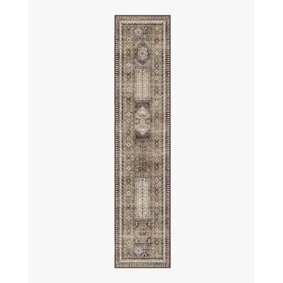 Rumi Olive & Tan Flatwoven Rug - 75 x 365 cm - Rug + Pad System