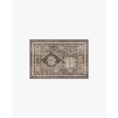 Rumi Olive & Tan Flatwoven Rug - 60 x 90 cm - Rug + Cushioned Pad System