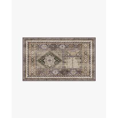 Rumi Olive & Tan Flatwoven Rug - 90 x 150 cm - Rug + Cushioned Pad System