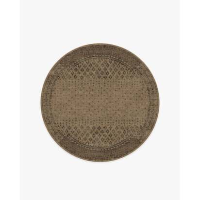 Fernanda Black & Tan Flatwoven Rug - 185 Round cm - Rug + Cushioned Pad System