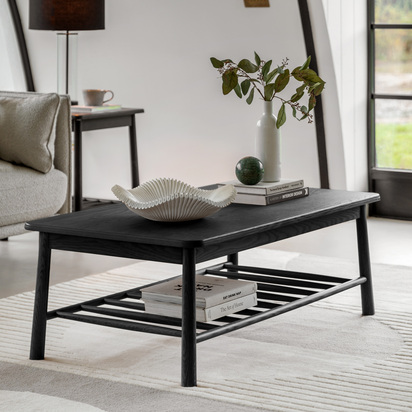 Maplewood Rect Coffee Table Black 1200x650x425mm