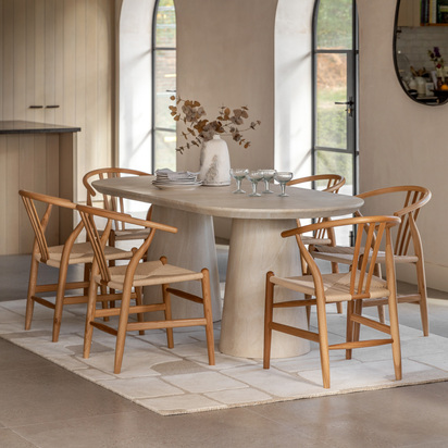 Hadwell Oval Dining Table Travertine 2000x900x760mm