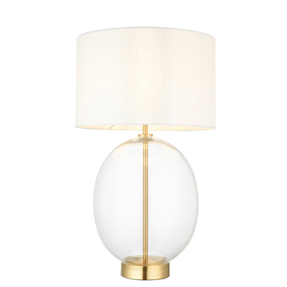 Nantwich Oval Table Lamp Satin Brass Vintage White