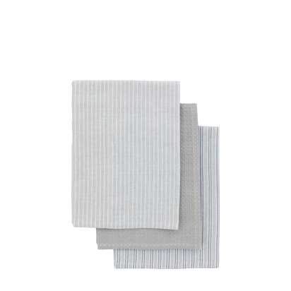 Studio Woven Striped Tea Towel Grey S/3