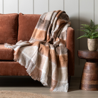 Ashton Faux Mohair Throw Rust