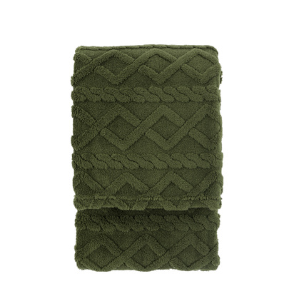 Hartley Cable Knit Throw Forest Green