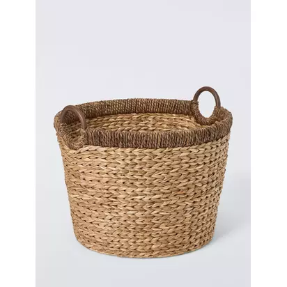 John Lewis Contrast Rim Log Basket, Natural Brown Natural Brown | 45x52x52cm