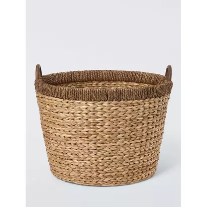 John Lewis Contrast Rim Log Basket, Natural Brown Natural Brown | 45x52x52cm