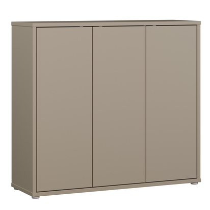 Pembroke Shoe Cabinet with 3 Doors Push-to-Open in Taupe