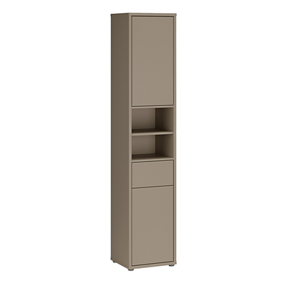 Pembroke Tall Narrow Bathroom Storage Cabinet with 2 Doors Push-to-Open & 1 Drawer Push-to-Open in Taupe