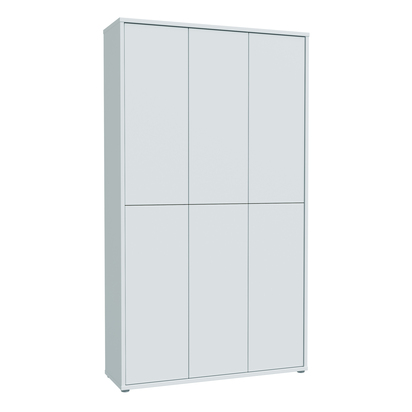Pembroke Tall Shoe Cabinet with 6 Doors Push-to-Open in Light Grey