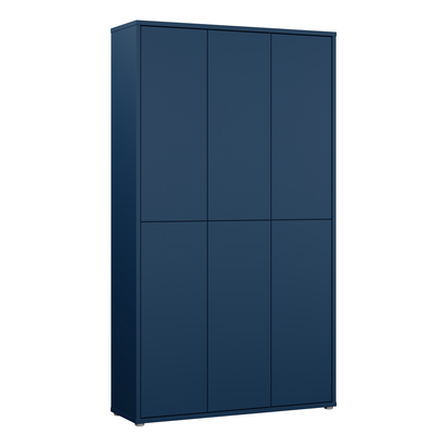 Pembroke Tall Shoe Cabinet with 6 Doors Push-to-Open in Night Blue