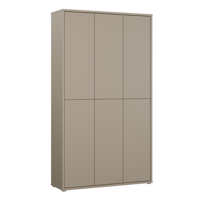Pembroke Tall Shoe Cabinet with 6 Doors Push-to-Open in Taupe