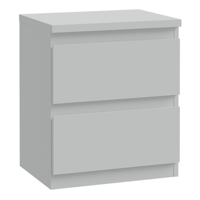 Hollis 2 Drawer Bedside Table in Light Grey