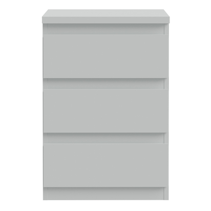Hollis 3 Drawer Bedside Chest in Light Grey