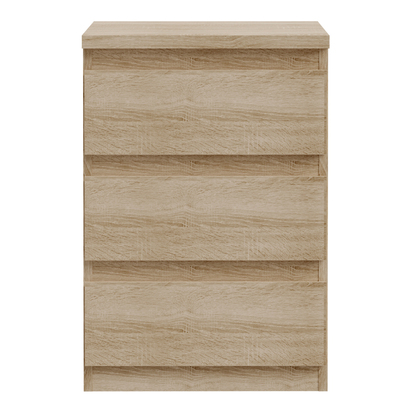 Hollis 3 Drawer Bedside Chest in Sonoma Oak