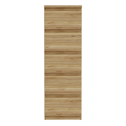 Hollis 5 Drawer Tall Narrow Chest in Mauvella Oak