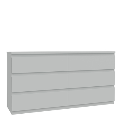 Hollis 6 Drawer Wide Chest in Light Grey