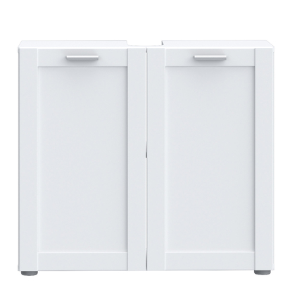 Nola 2 Under Sink Bathroom Storage Unit with 2 Doors & Silver Handles in White
