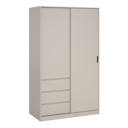 Avery 3 Wardrobe with 1 Sliding Door 1 Std Door & 3 Drawers in Cashmere