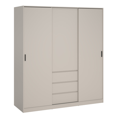 Avery 3 Wardrobe with 2 sliding Doors 1 Door 3 Drawers in Cashmere