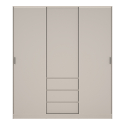 Avery 3 Wardrobe with 2 sliding Doors 1 Door 3 Drawers in Cashmere