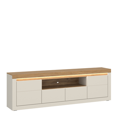 Winslow 2 TV Cabinet with 2 Doors and 2 Drawers in Cashmere and Stone Oak