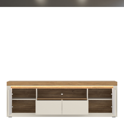 Winslow 2 TV Cabinet with 2 Doors and 2 Drawers in Cashmere and Stone Oak