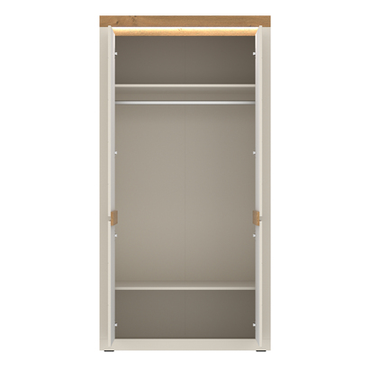 Winslow 2 Wardrobe with 2 Doors in Cashmere and Stone Oak