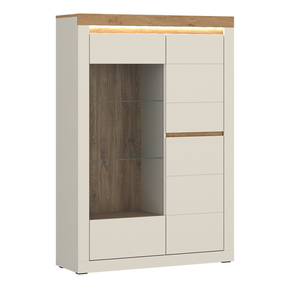 Winslow 2 Display Cabinet with 2 Doors (RH) in Cashmere and Stone Oak