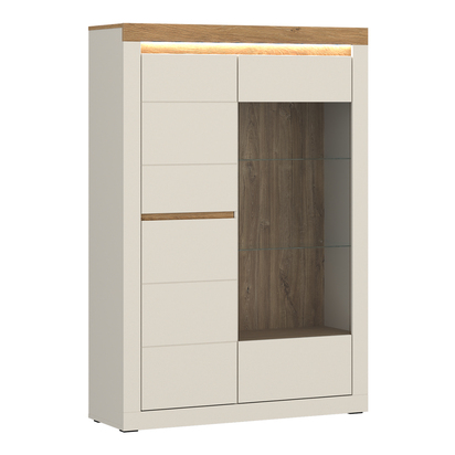 Winslow 2 Display Cabinet with 2 Doors (LH) in Cashmere and Stone Oak