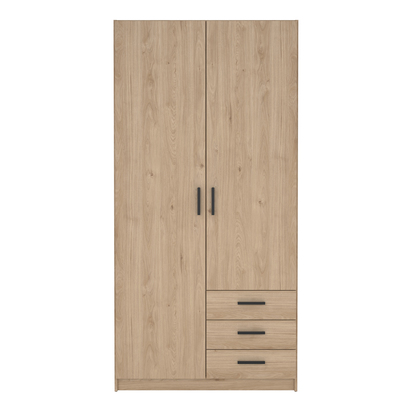 Henley Wardrobe with 2 Doors + 3 Drawers in Jackson Hickory