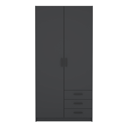 Henley Wardrobe with 2 Doors + 3 Drawers in Matt Grey