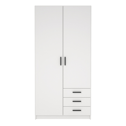 Henley Wardrobe with 2 Doors + 3 Drawers in White
