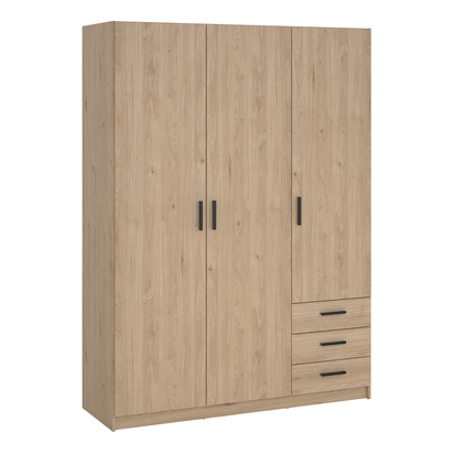Henley Wardrobe with 3 Doors + 3 Drawers in Jackson Hickory
