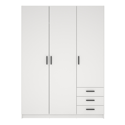 Henley Wardrobe with 3 Doors + 3 Drawers in White