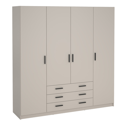 Henley Wardrobe with 4 Doors + 3 Drawers in Cashmere