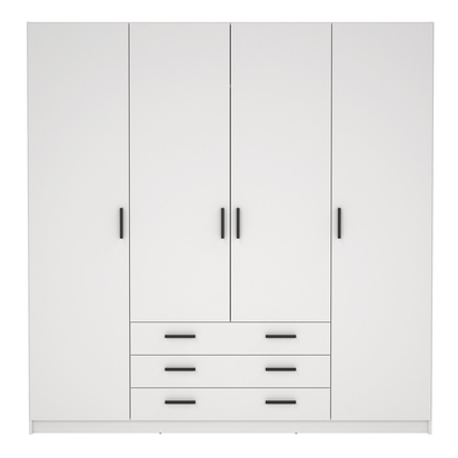 Henley Wardrobe with 4 Doors + 3 Drawers in White
