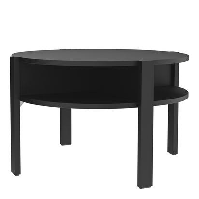 Orla Round Coffee Table with Open Shelf in Black